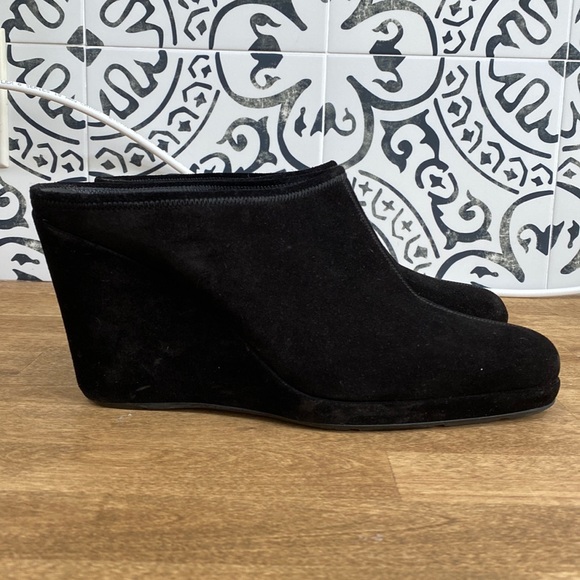 Prada Shoes - Prada Sport Black Suede Wedge Mules/Clogs